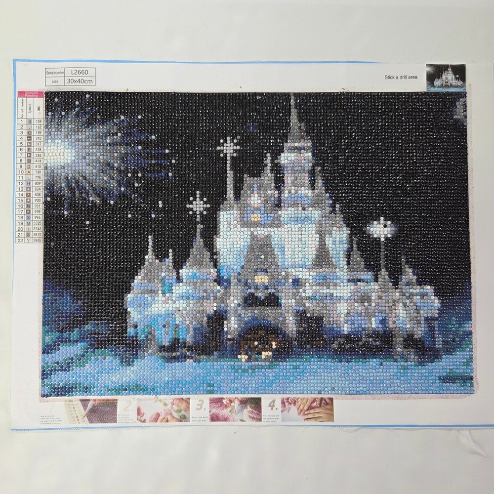 Unbranded Diamond Painting Art Unisex 30x40cm Blue White Enchanted Castle Mosaic